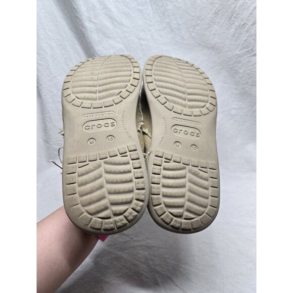 Crocs Santa Cruz Canvas Slip-On Shoes Loafers Men's 10 Tan Khaki Distressed Vibe - Picture 8 of 16